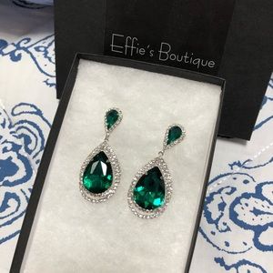 Fancy Green Drop Pierced Earrings